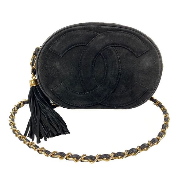 Chanel Fringe Chain Shoulder Leather Black Gold Shoulder Bag - Picture 1 of 4